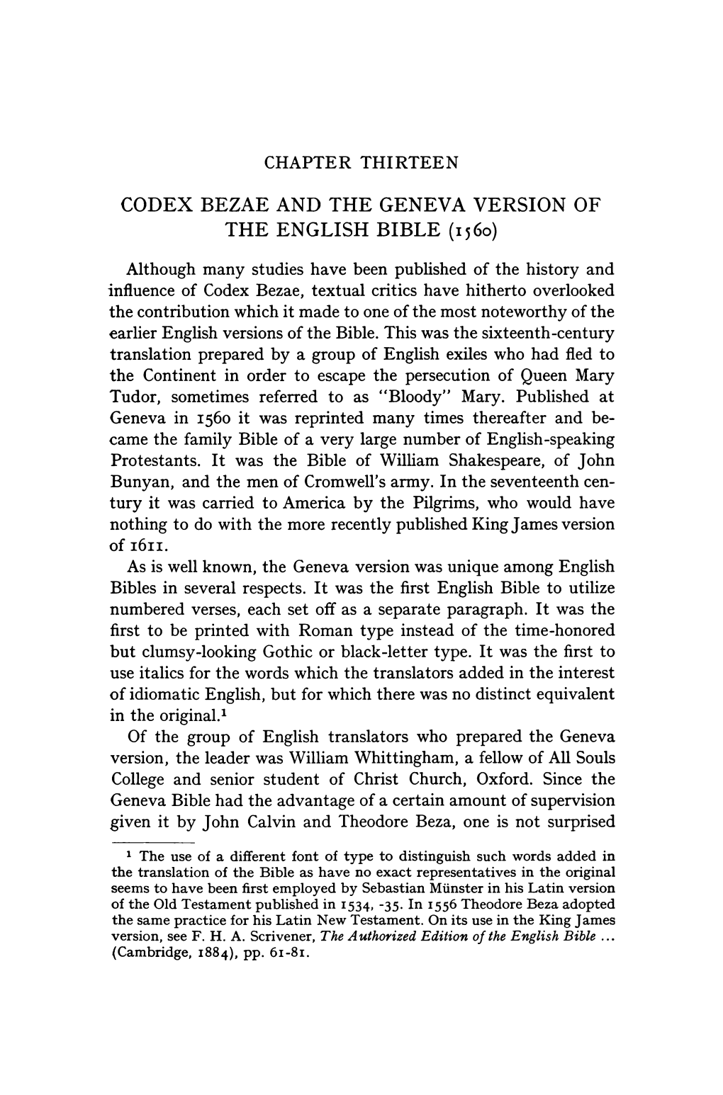 Codex Bezae and the Geneva Version of the English Bible (1560)