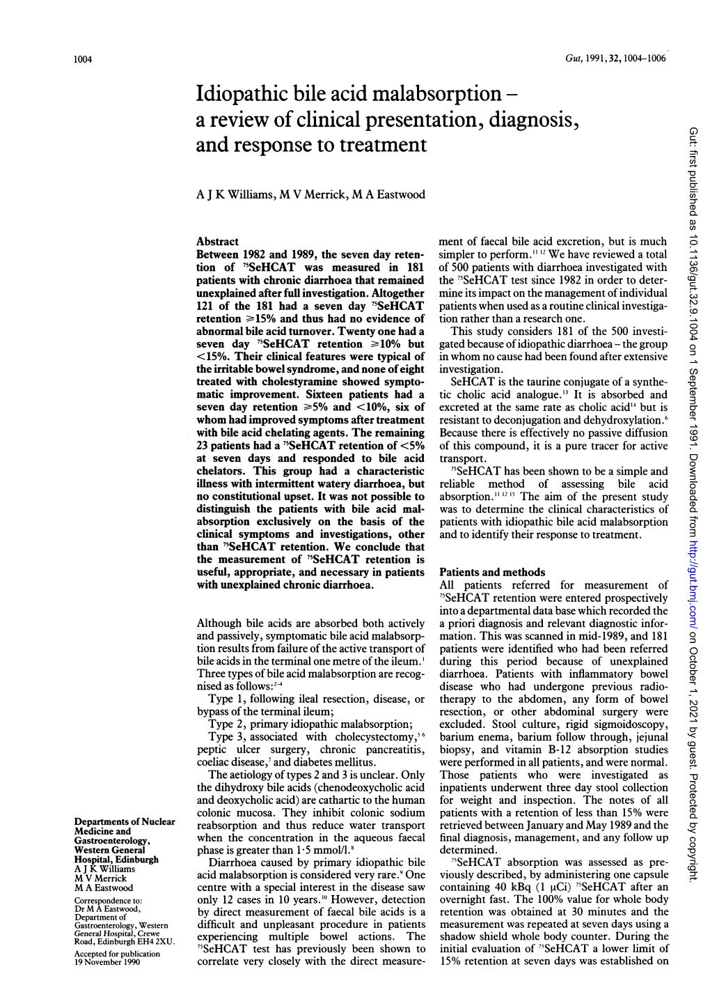 Idiopathic Bile Acid Malabsorption a Review of Clinical Presentation