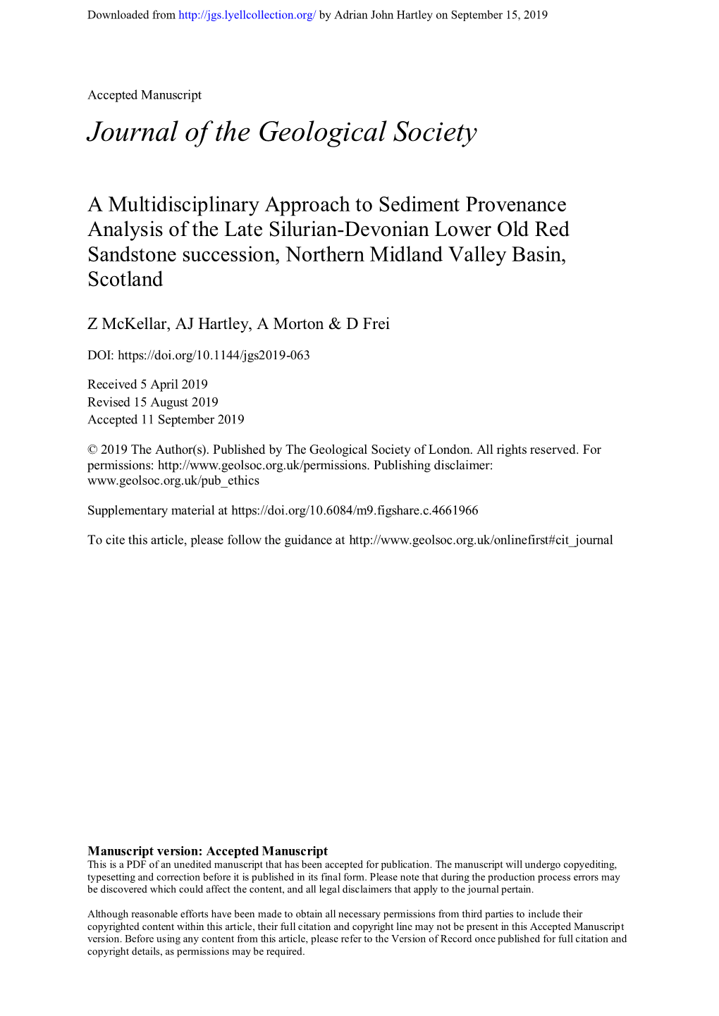 A Multidisciplinary Approach to Sediment Provenance Analysis Of