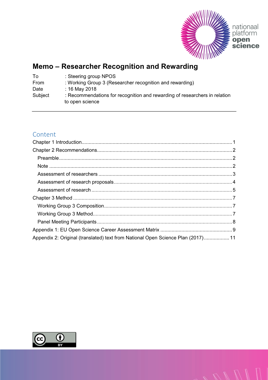 Memo – Researcher Recognition and Rewarding Content