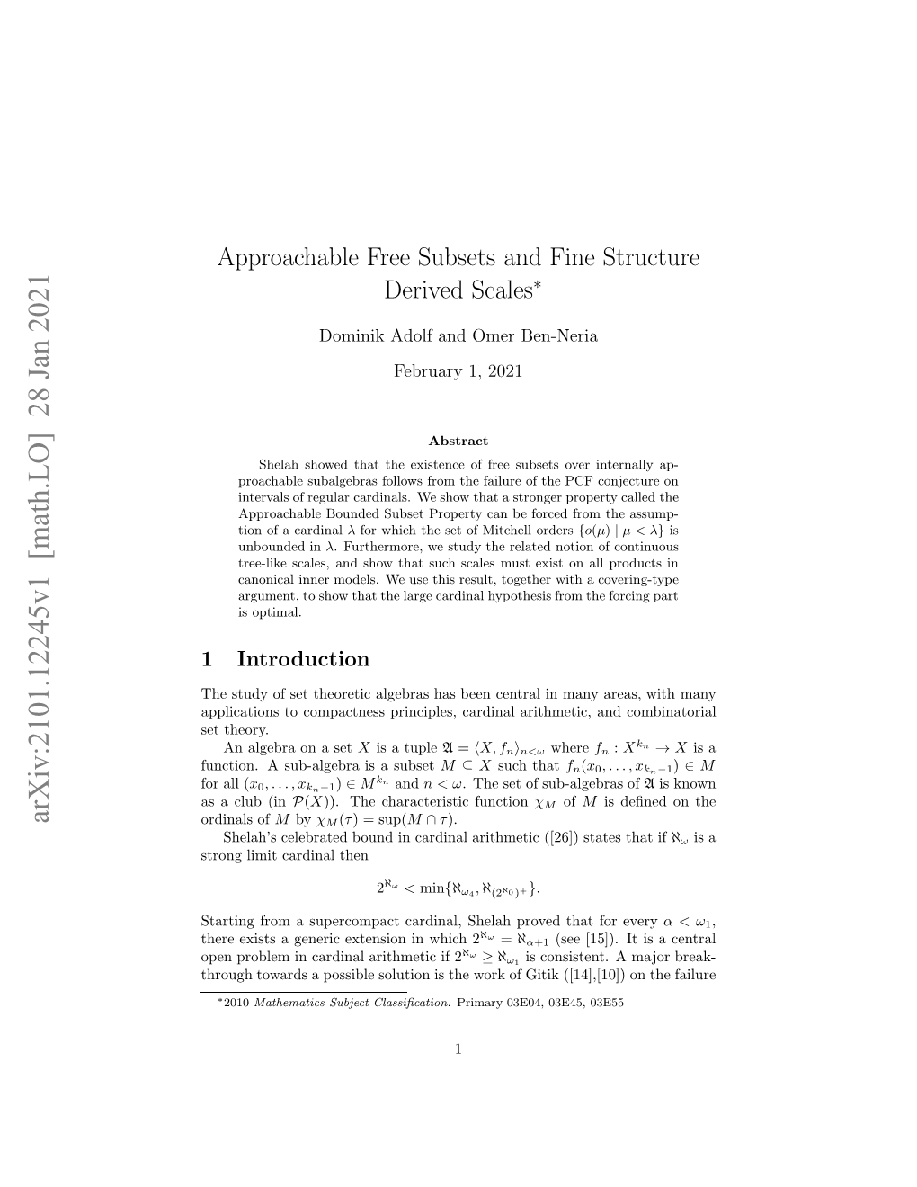 Approachable Free Subsets and Fine Structure Derived Scales