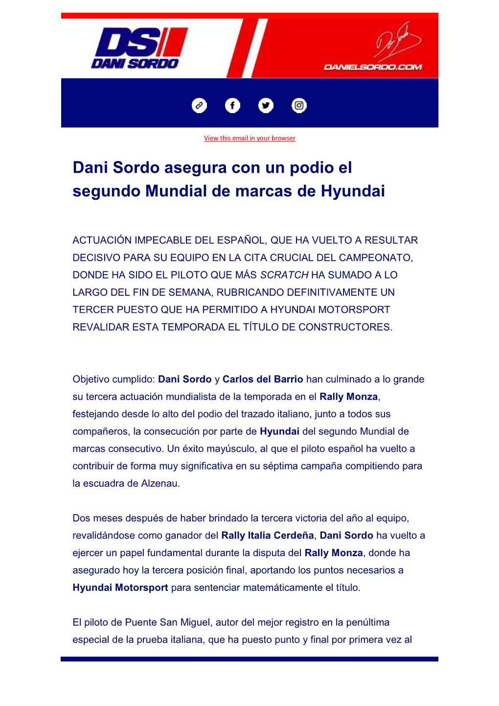 Dani Sordo Asegura Con Un Podio El Segundo Mundial De Marcas De Hyundai