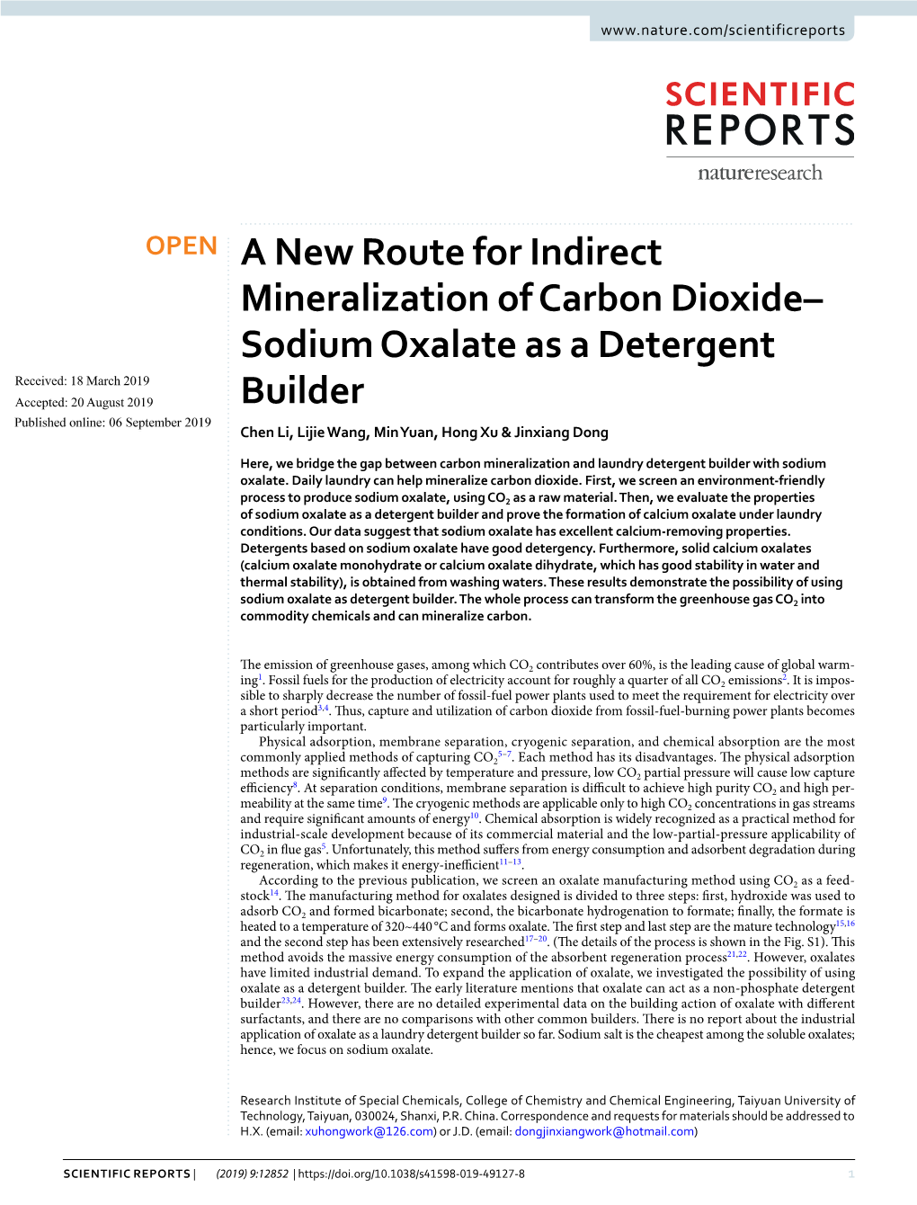 Sodium Oxalate As a Detergent Builder and Prove the Formation of Calcium Oxalate Under Laundry Conditions