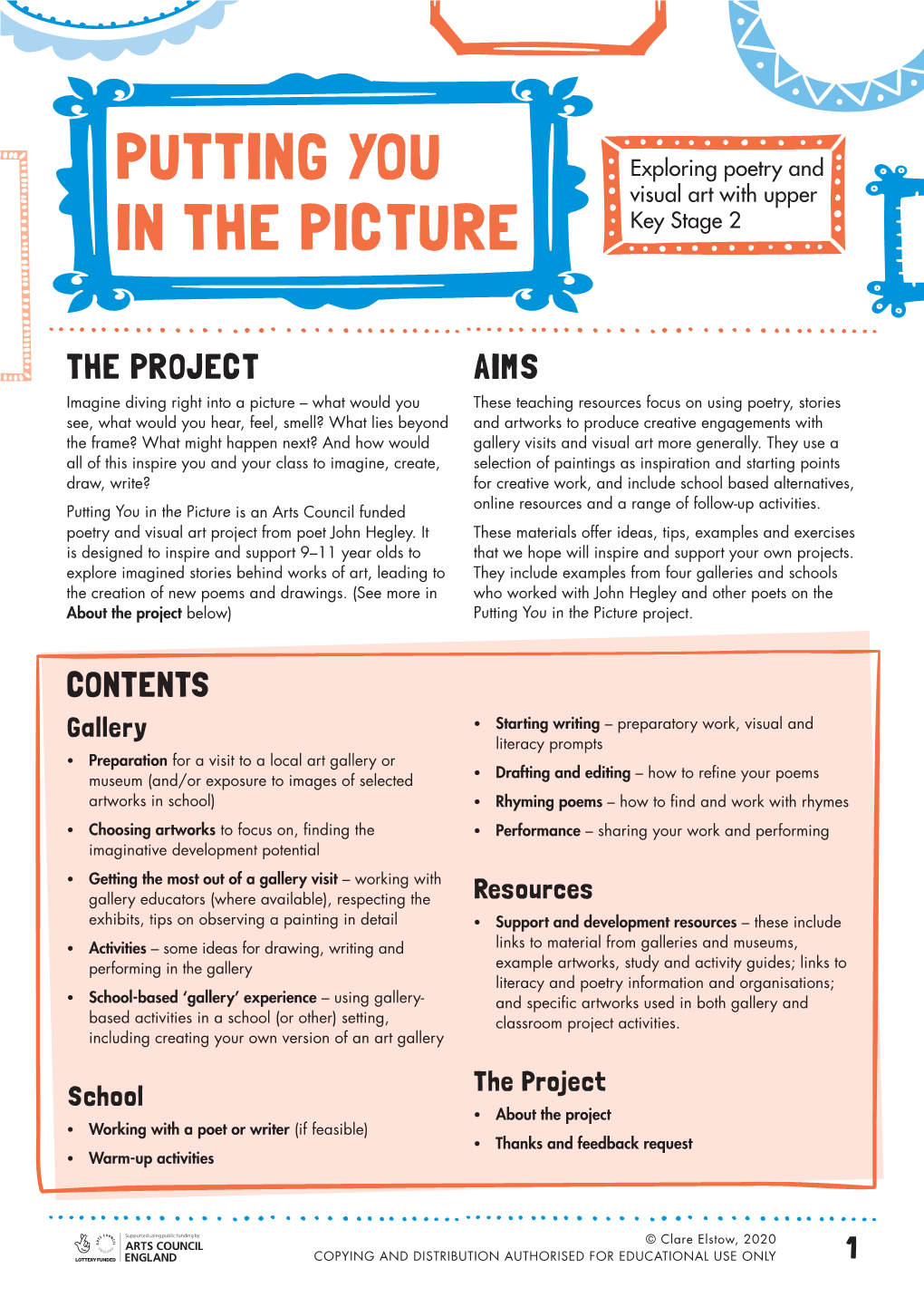 Putting You in the Picture Is an Arts Council Funded Poetry and Visual Art Project from Poet John Hegley