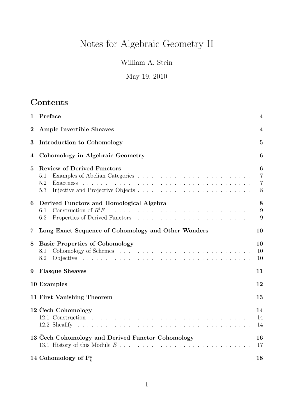 Notes for Algebraic Geometry II