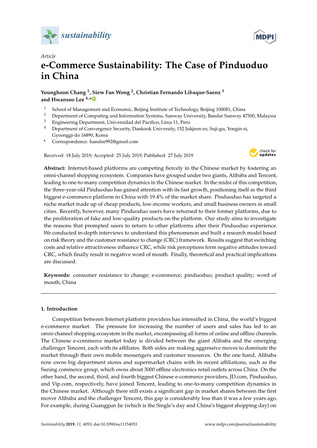 E-Commerce Sustainability: the Case of Pinduoduo in China