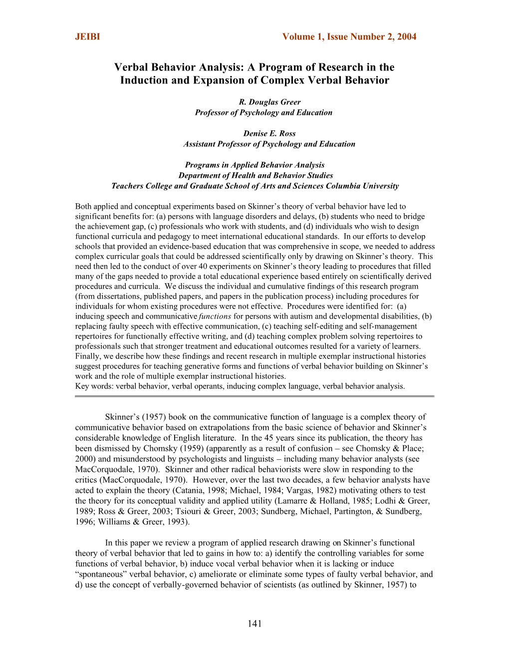 Verbal Behavior Analysis: a Program of Research in the Induction and Expansion of Complex Verbal Behavior