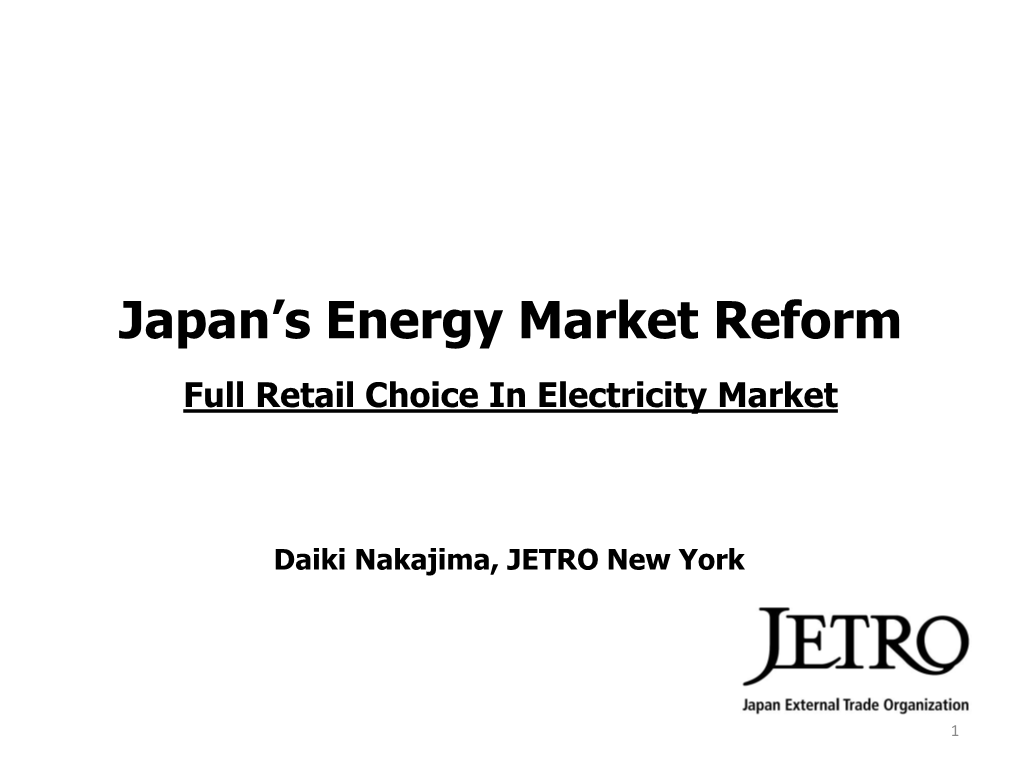 Japan's Energy Market Reform