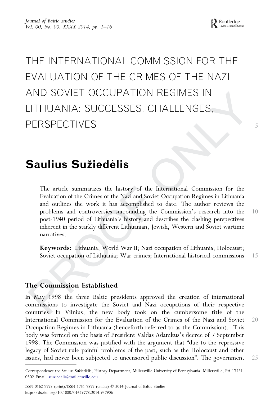 The International Commission for the Evaluation of the Crimes of the Nazi and Soviet Occupation Regimes in Lithuania: Successes, Challenges, Perspectives 5