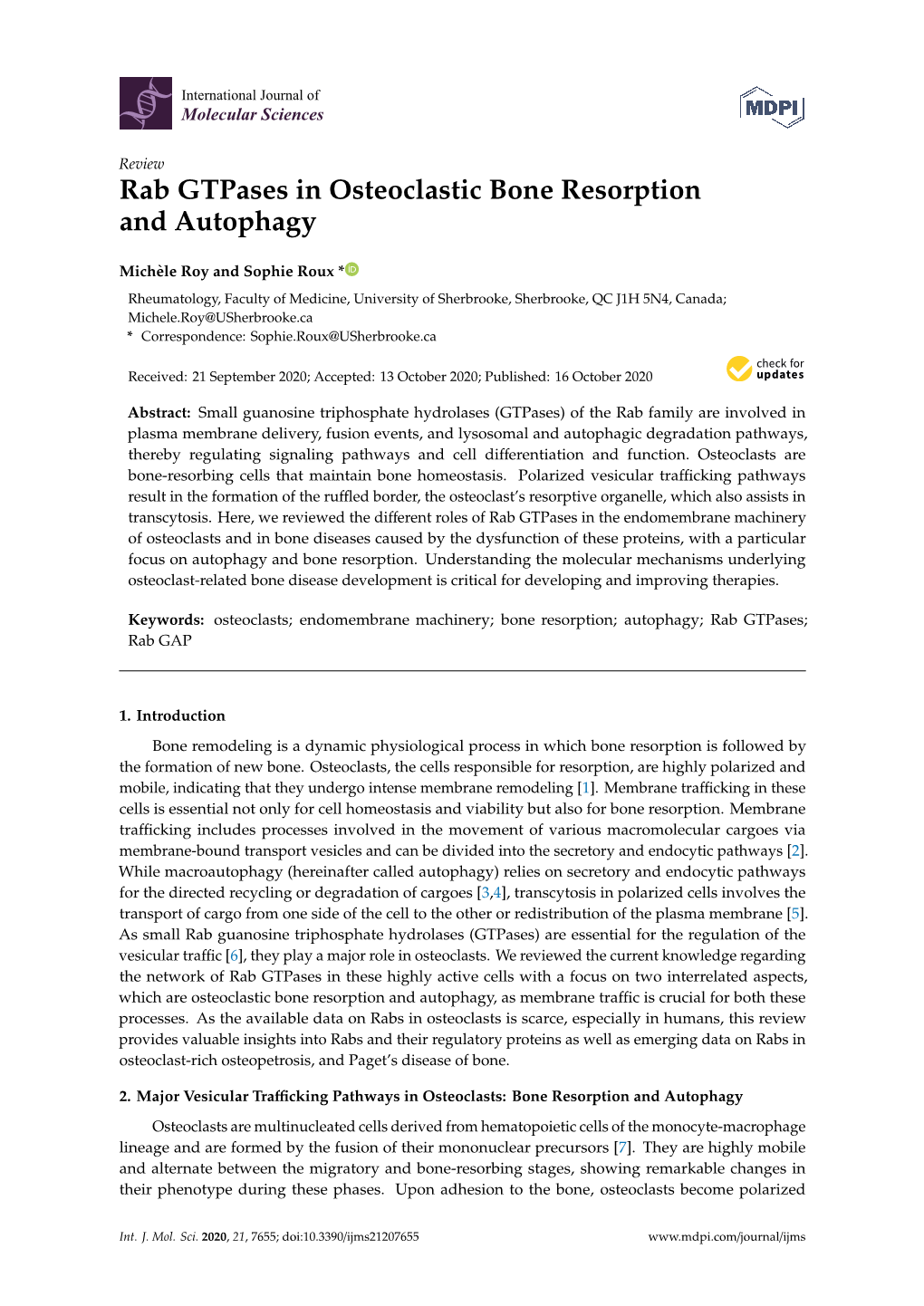 Rab Gtpases in Osteoclastic Bone Resorption and Autophagy