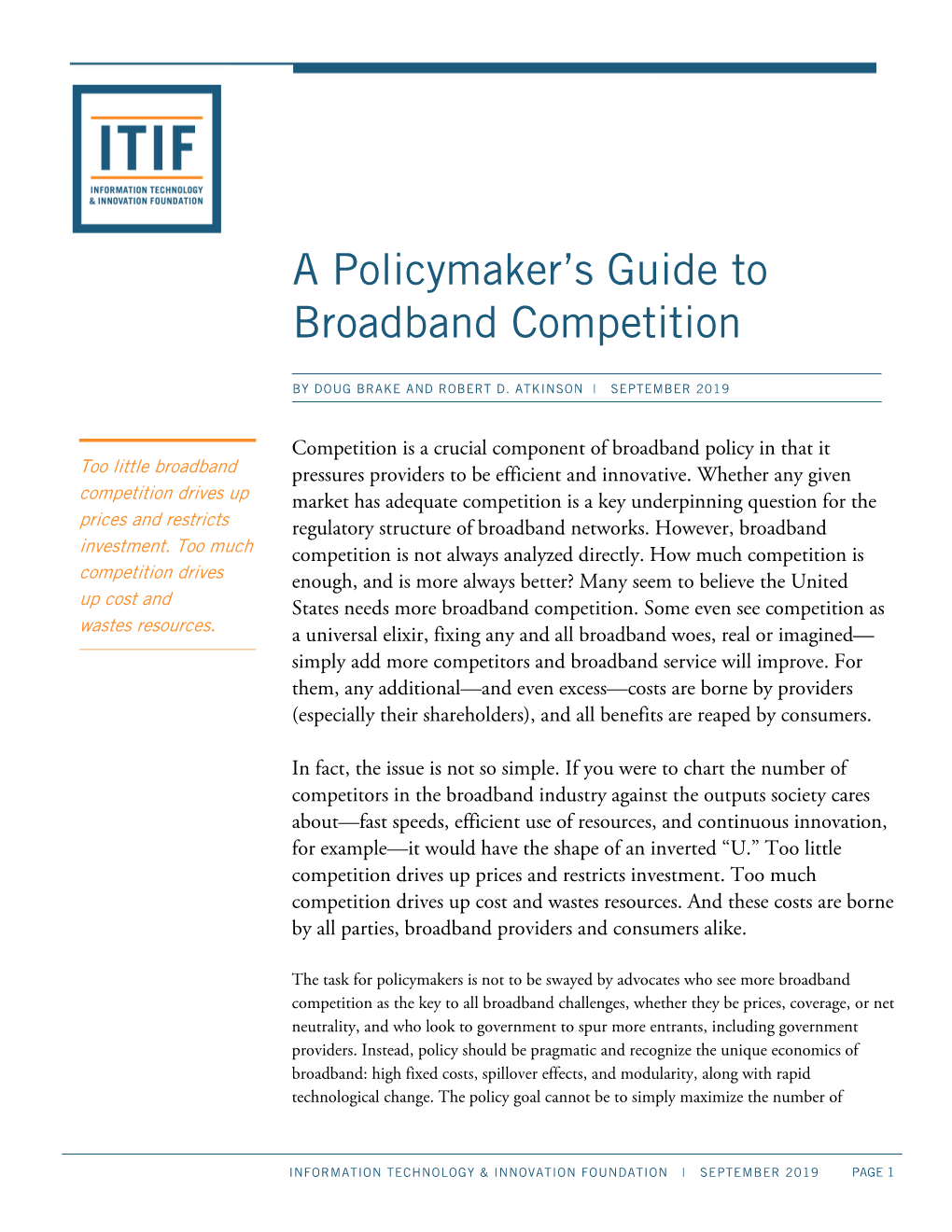 A Policymaker's Guide to Broadband Competition
