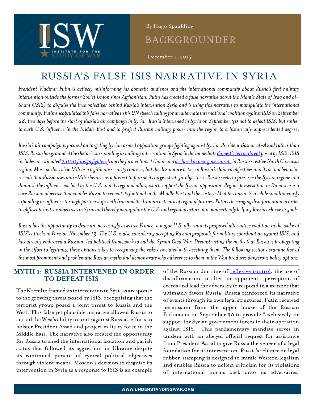 Russia's False Isis Narrative in Syria