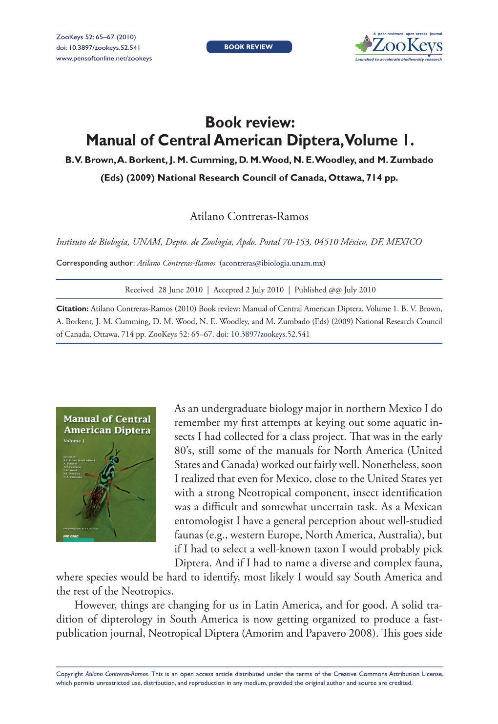 Manual of Central American Diptera, Volume 1. B