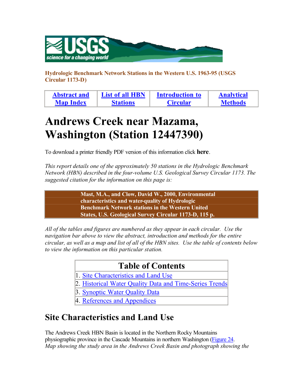 Andrews Creek Near Mazama, Washington (Station 12447390)