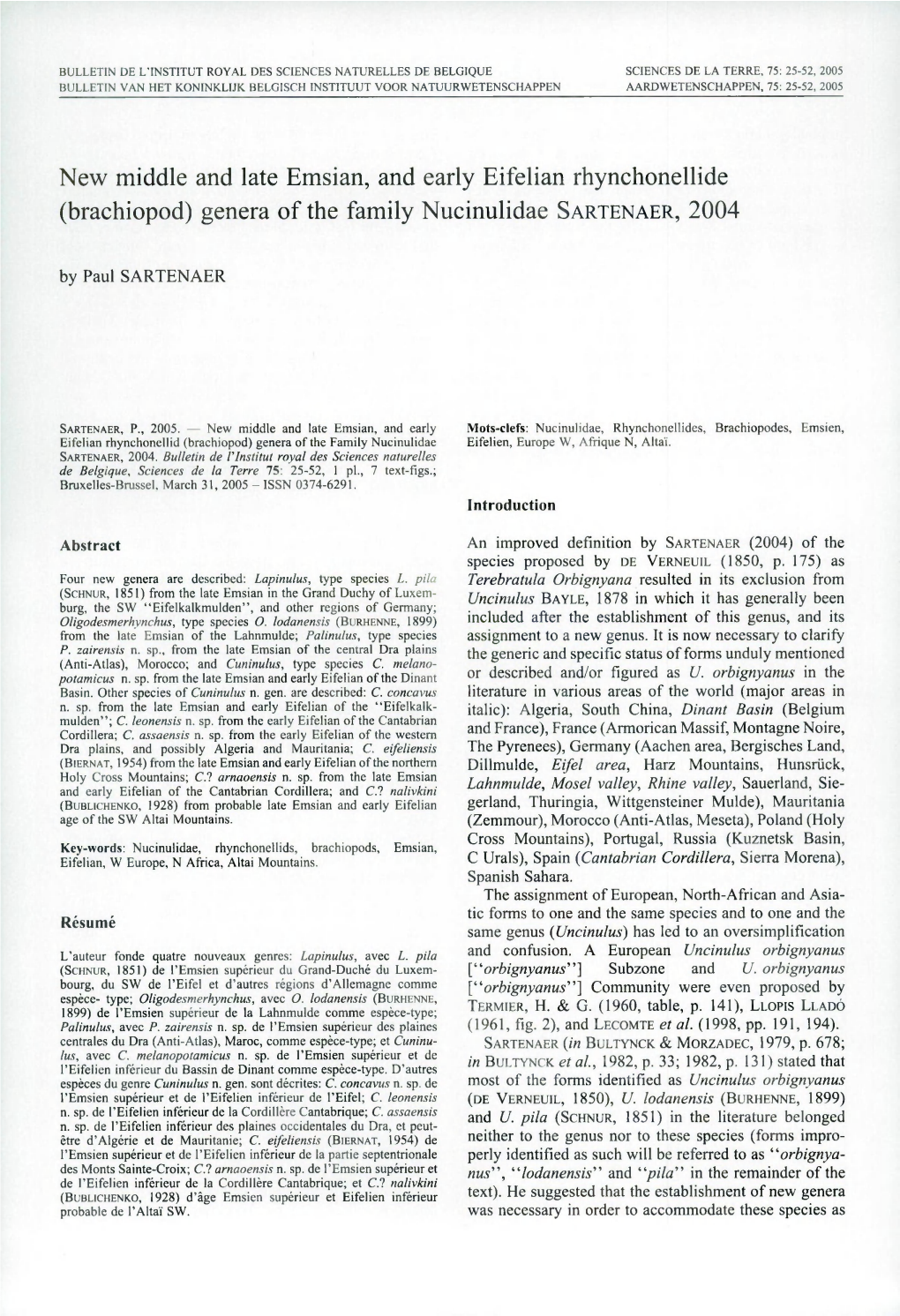 New Middle and Late Emsian, and Early Eifelian Rhynchonellide