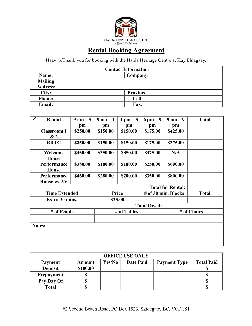 Rental Booking Agreement