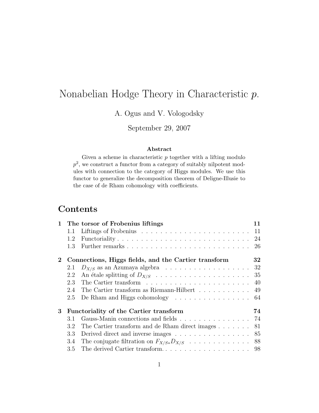 Nonabelian Hodge Theory in Characteristic P