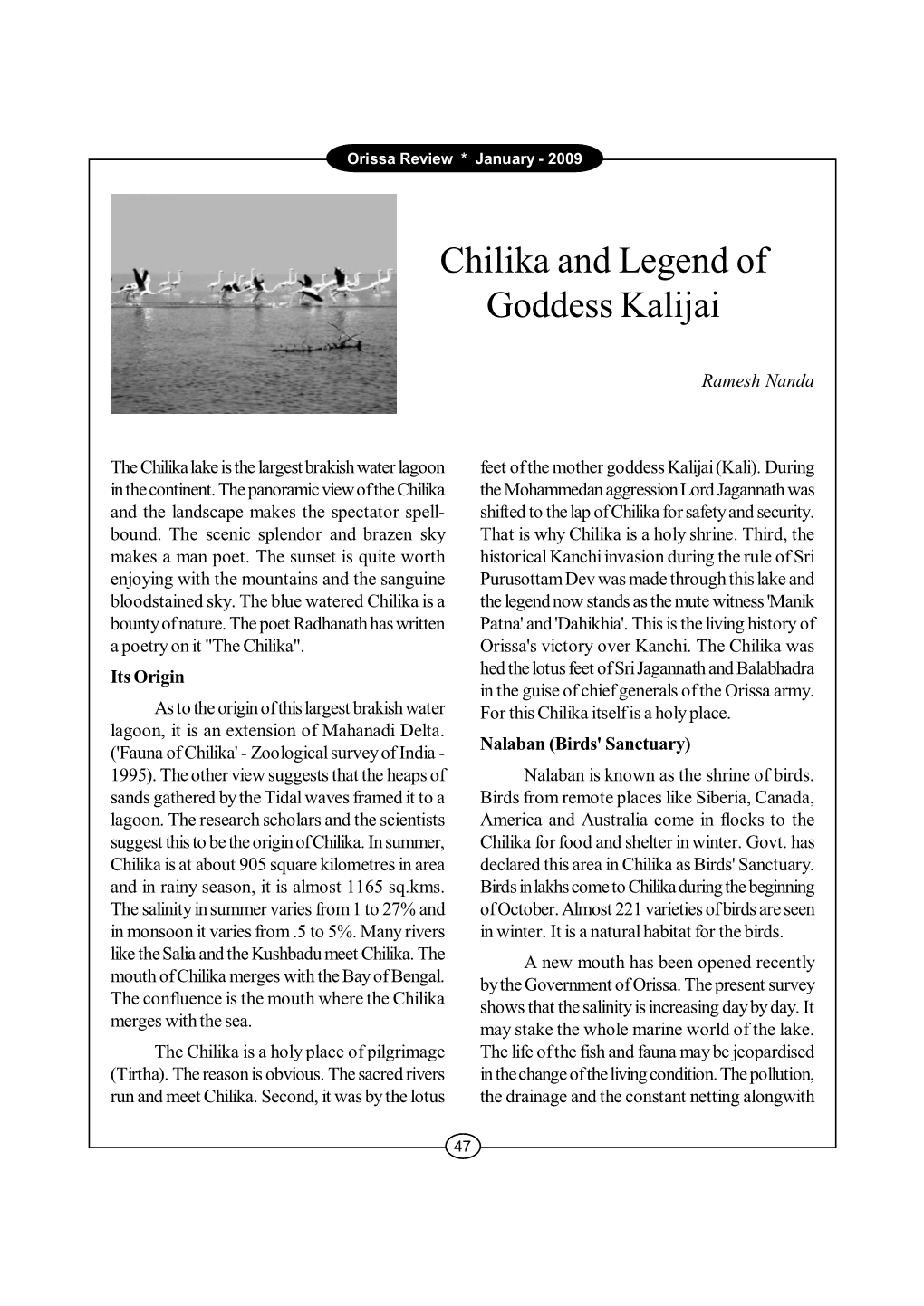 Chilika and Legend of Goddess Kalijai