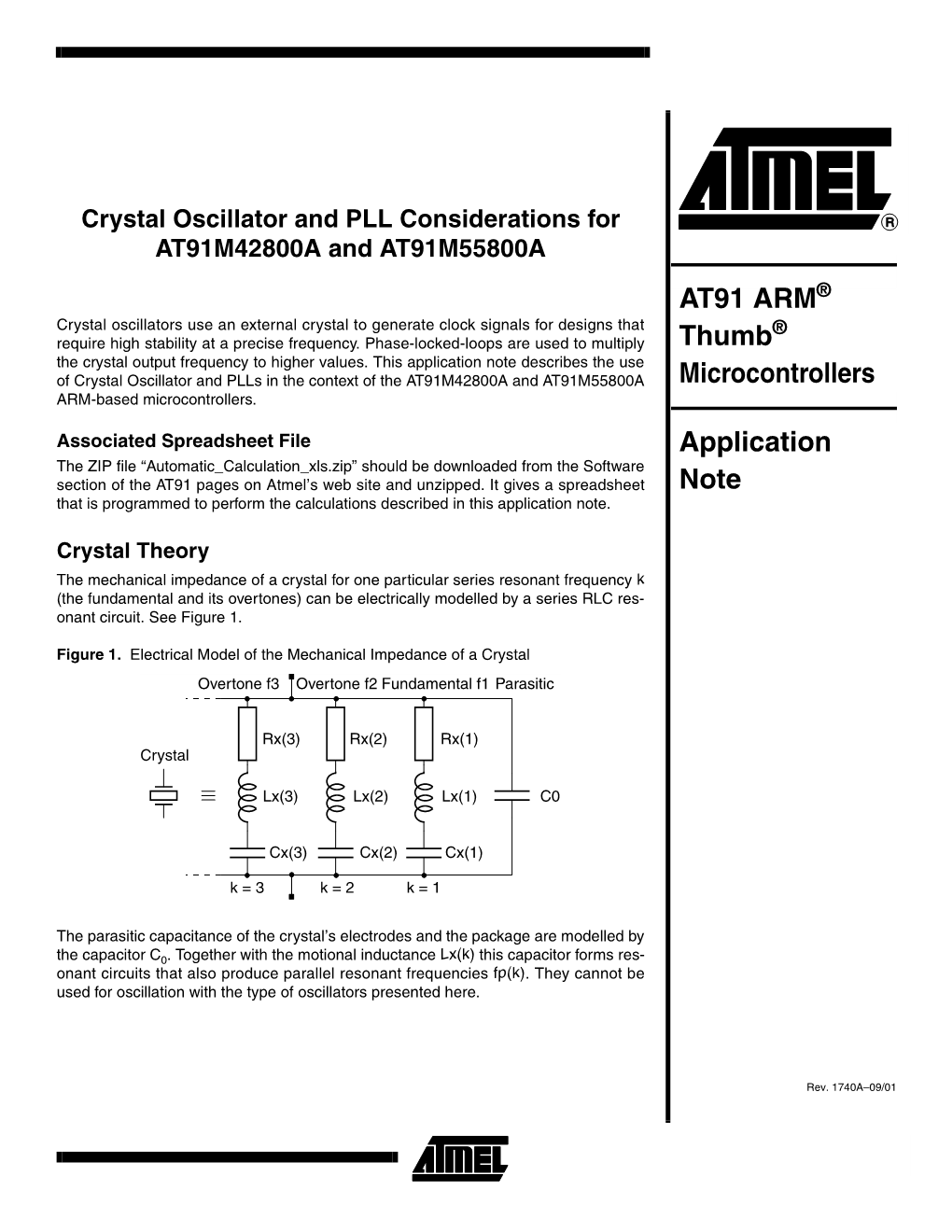 Crystal Oscillator and PLL Considerations for AT91M42800A and AT91M55800A Ap Note