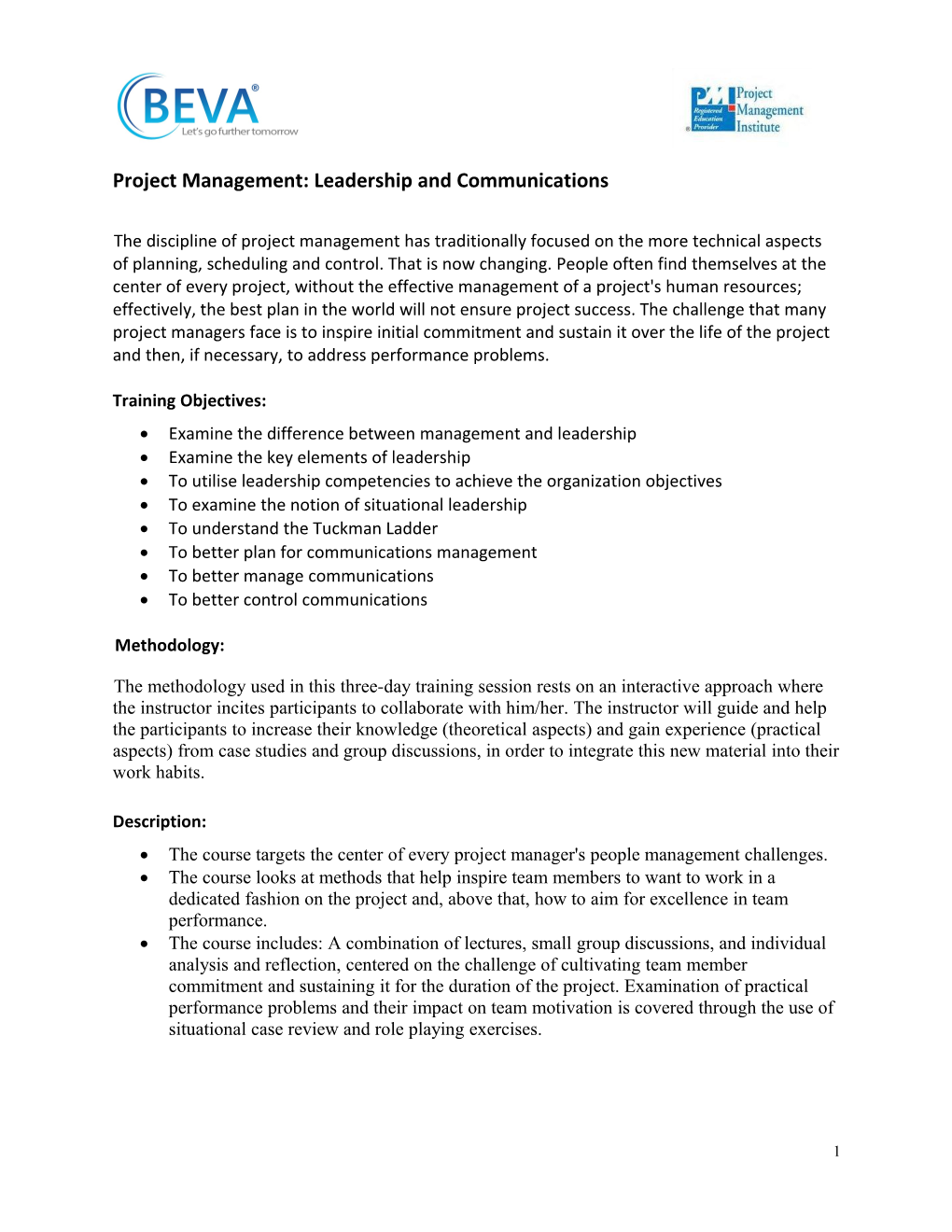 Project Management: Leadership and Communications