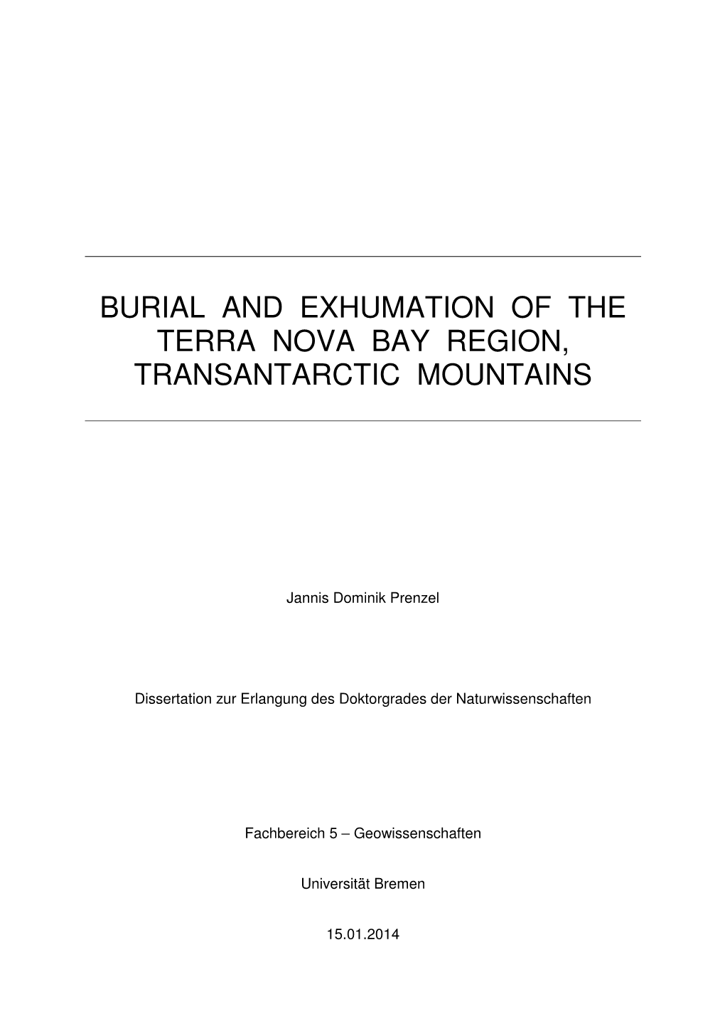 Burial and Exhumation of the Terra Nova Bay Region, Transantarctic Mountains