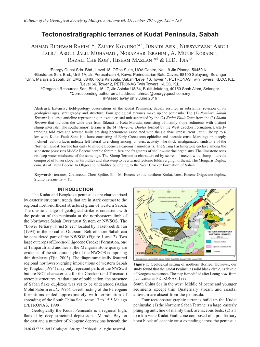 Tectonostratigraphic Terranes of Kudat Peninsula, Sabah