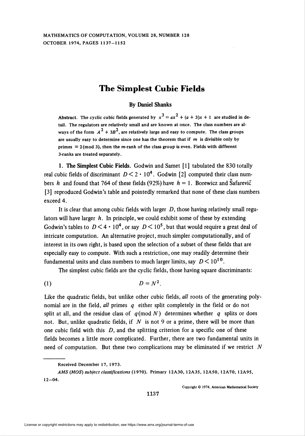 The Simplest Cubic Fields