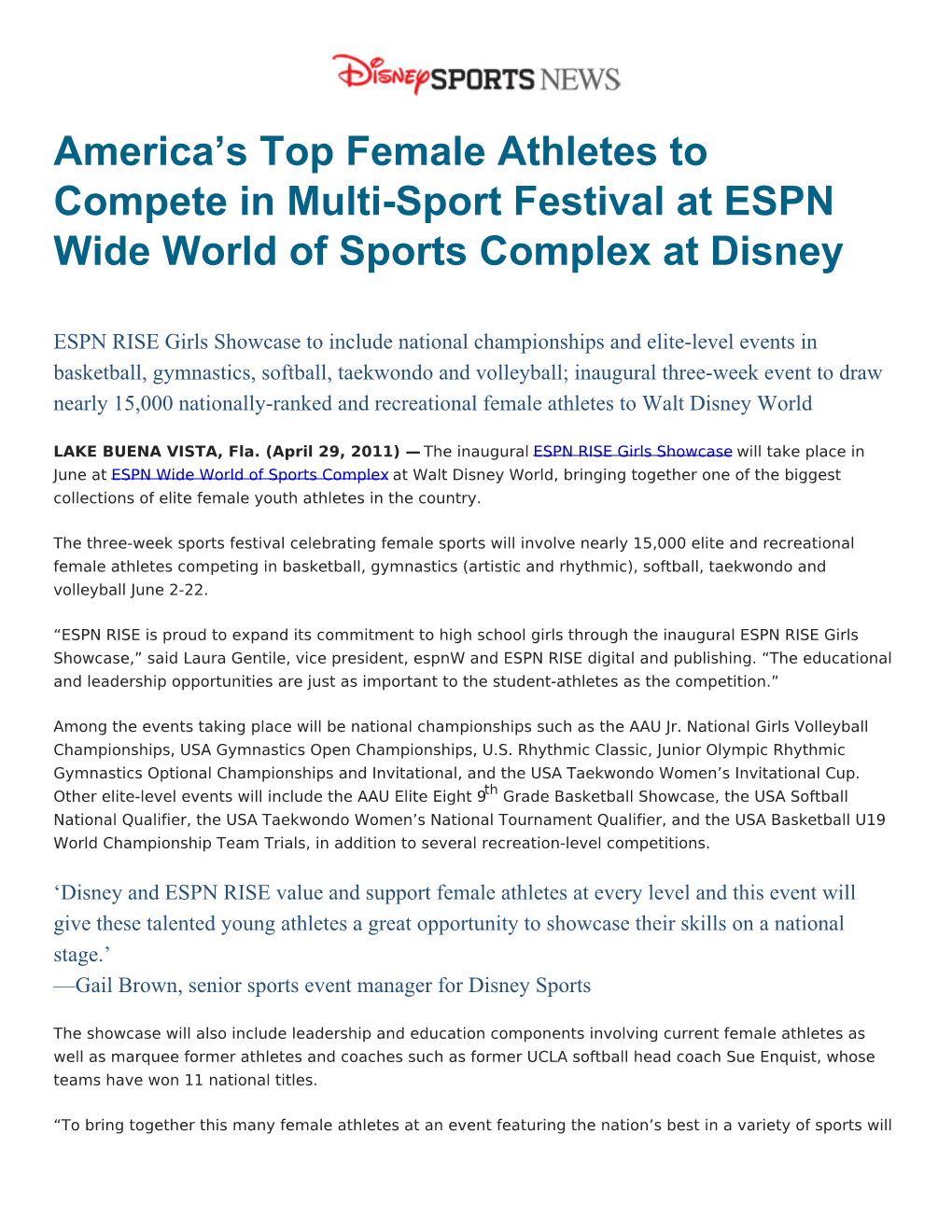 America's Top Female Athletes to Compete in Multi-Sport Festival At