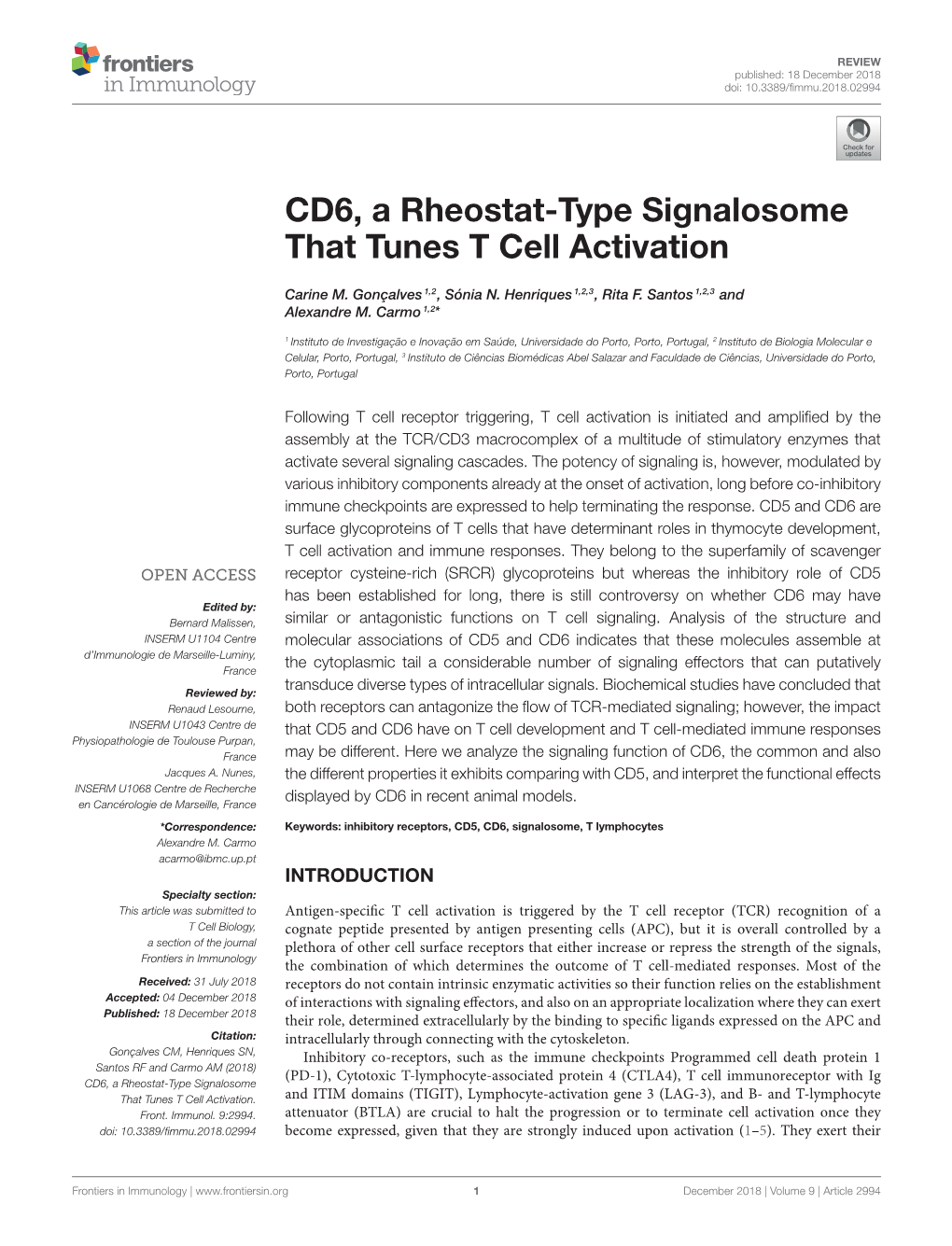 CD6, a Rheostat-Type Signalosome That Tunes T Cell Activation