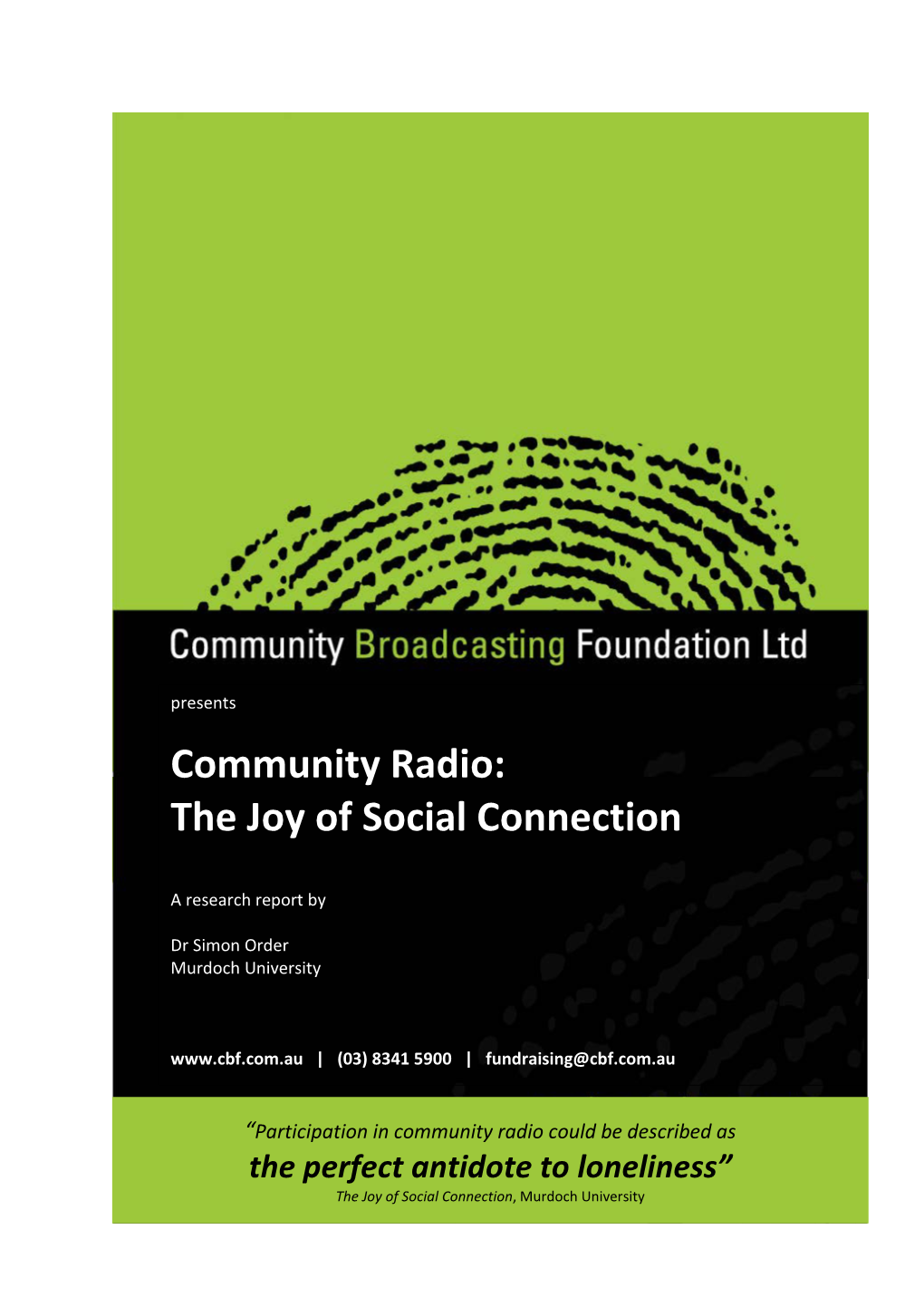 Community Radio: the Joy of Social Connection