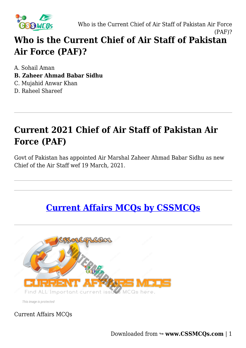Who Is the Current Chief of Air Staff of Pakistan Air Force (PAF)? Who Is the Current Chief of Air Staff of Pakistan Air Force (PAF)?
