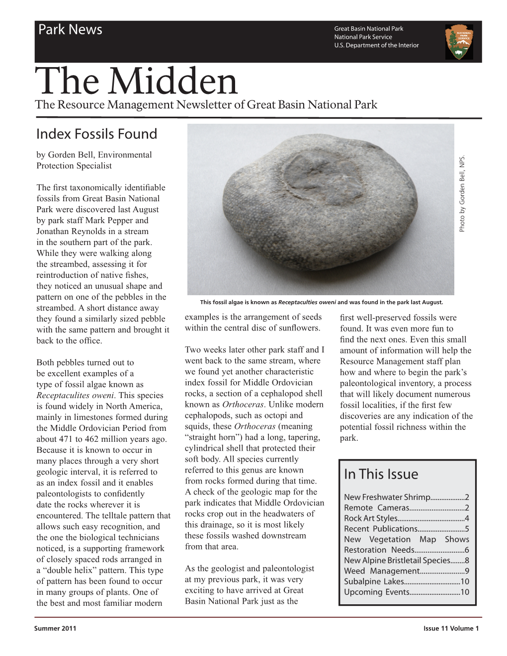 The Midden the Resource Management Newsletter of Great Basin National Park