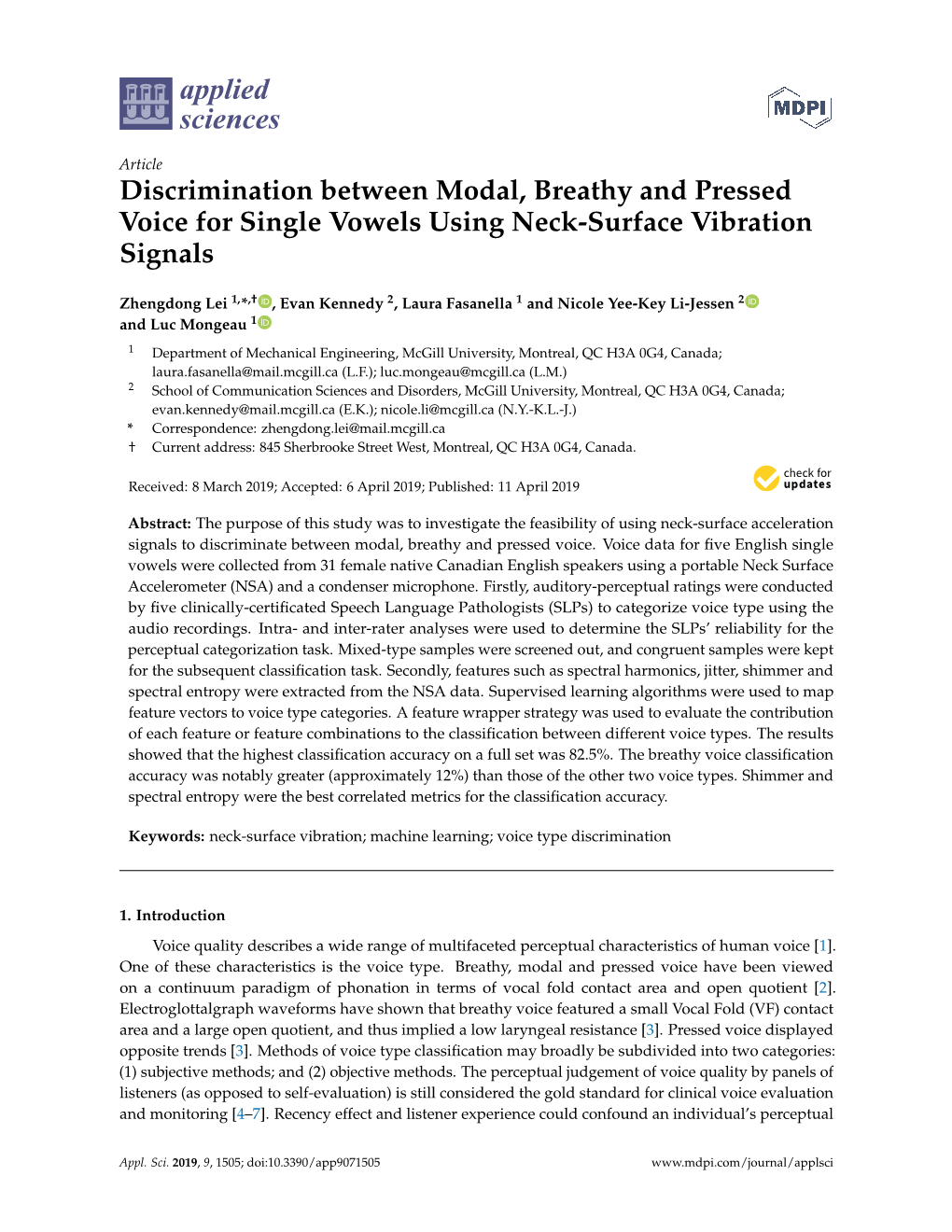 Discrimination Between Modal, Breathy and Pressed Voice for Single Vowels Using Neck-Surface Vibration Signals