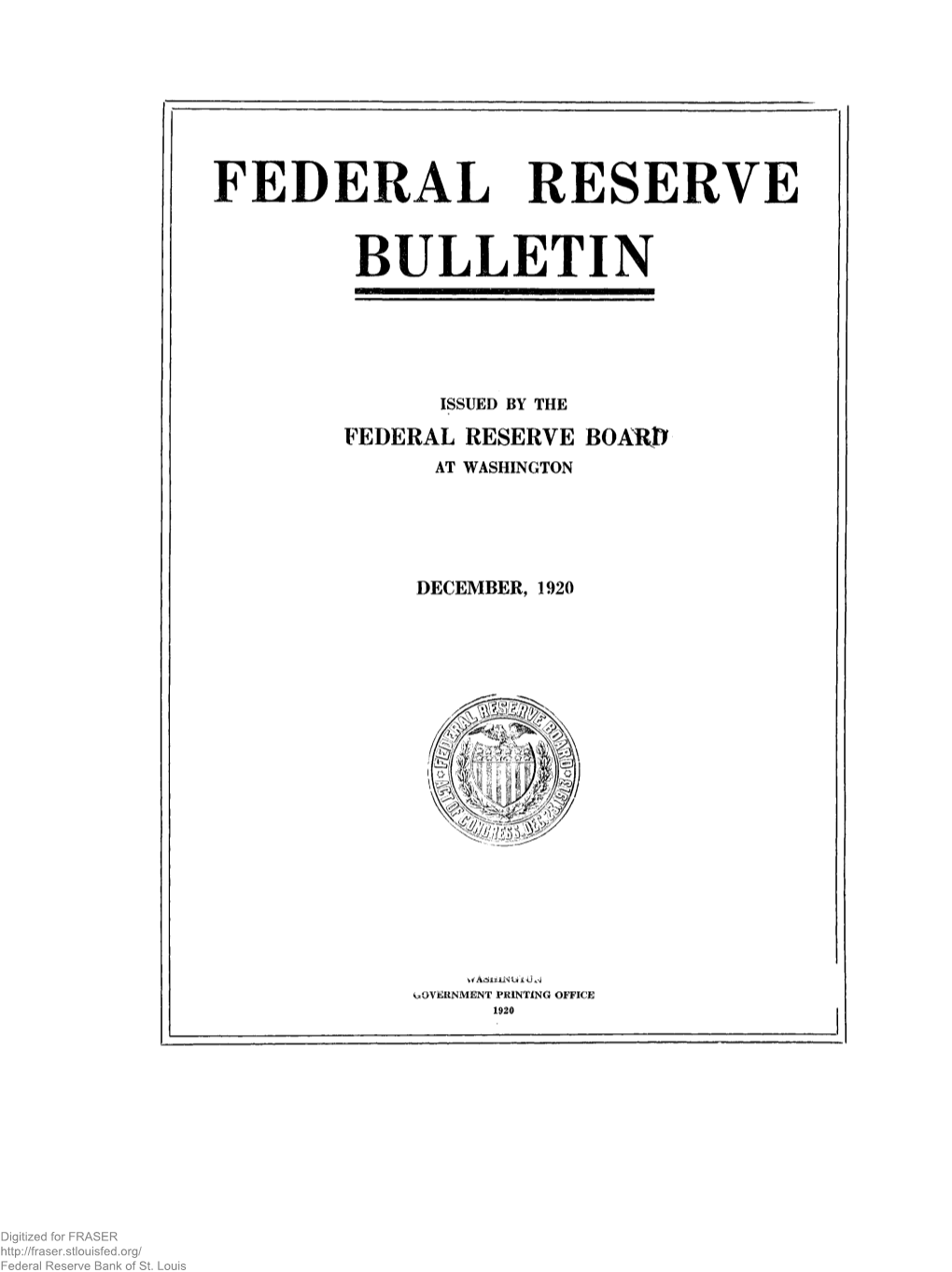 Federal Reserve Bulletin December 1920