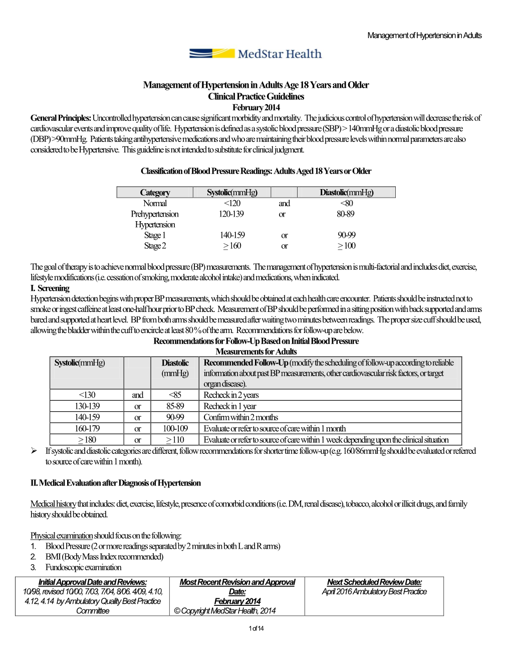 Management of Hypertension in Adults Age 18