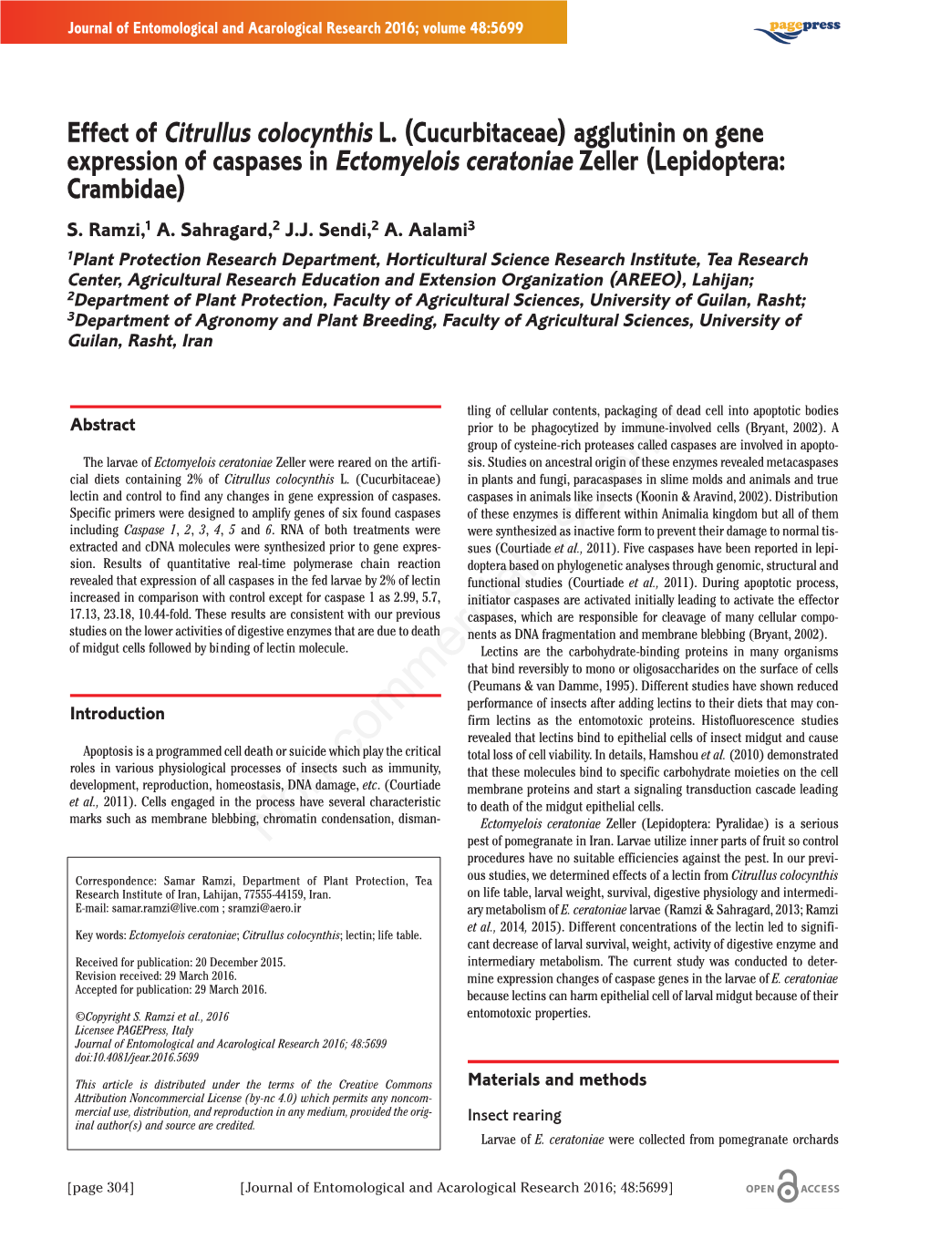 Effect of Citrullus Colocynthis L.(Cucurbitaceae) Agglutinin On