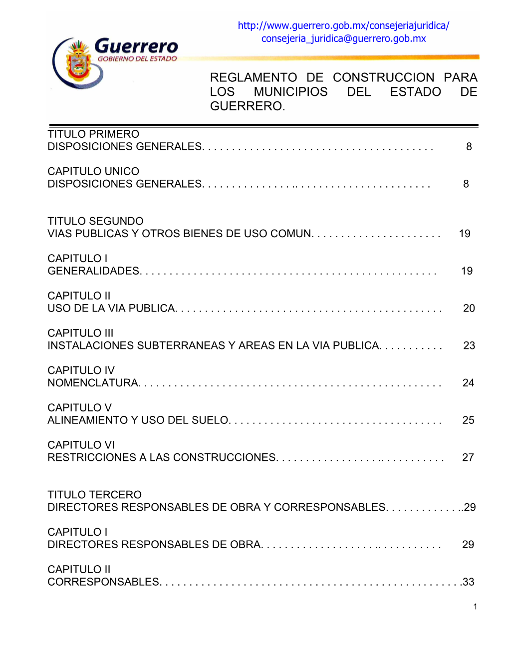 Reglamento De Construccion Para Los Municipios Del Estado De Guerrero