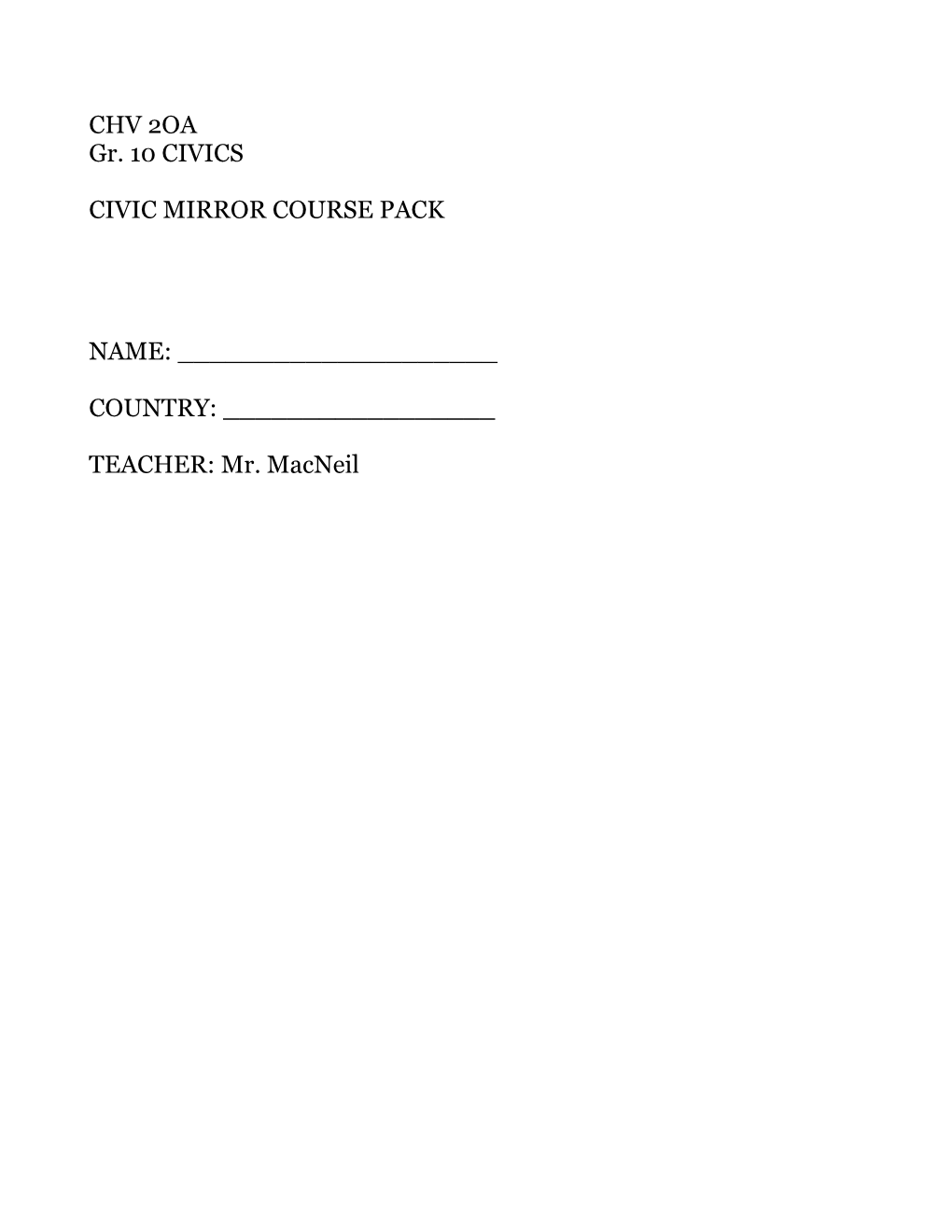 Civic Mirror Course Pack s1