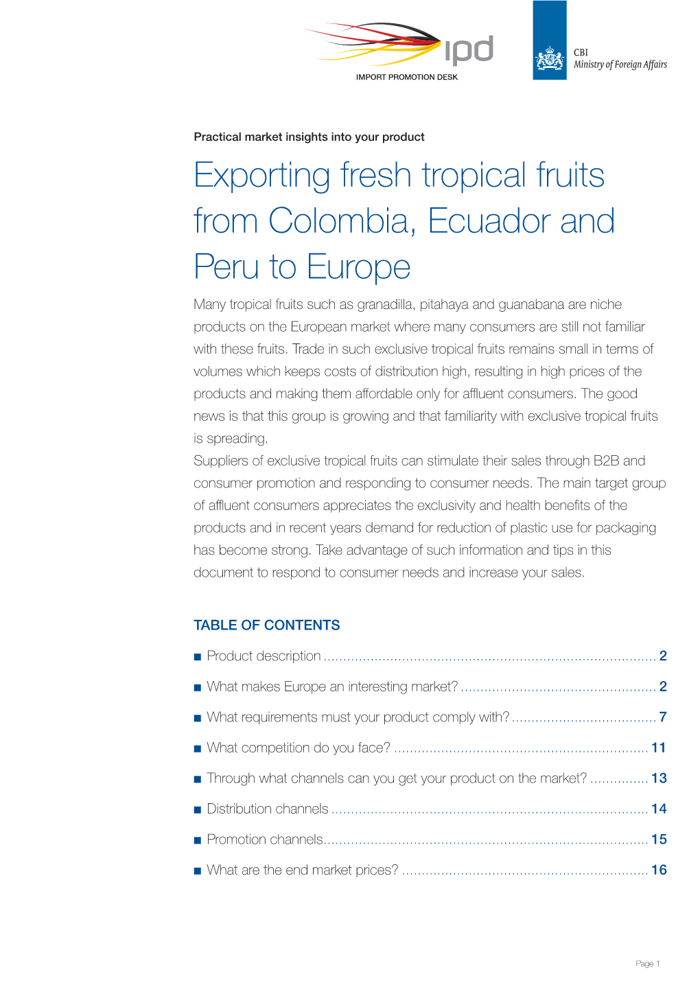 Exporting Fresh Tropical Fruits from Colombia, Ecuador and Peru To