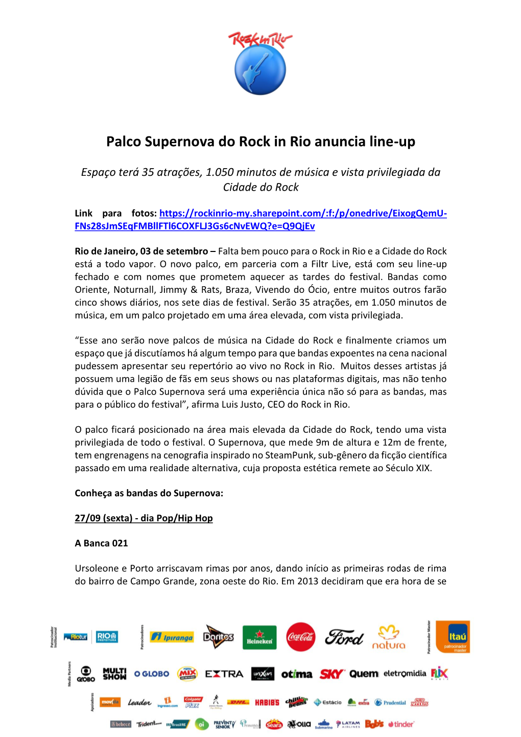 Palco Supernova Do Rock in Rio Anuncia Line-Up