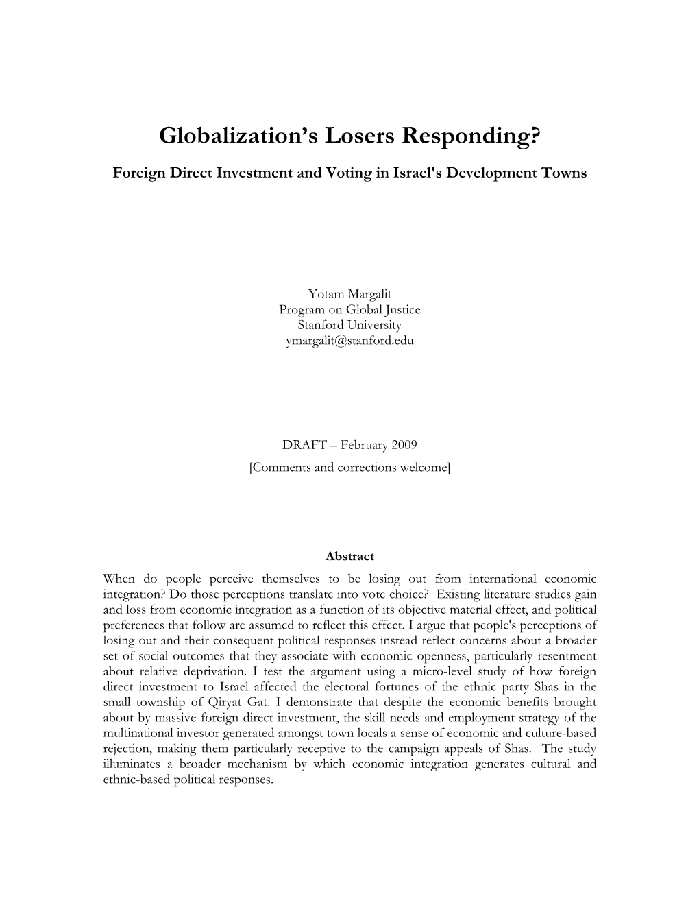 Globalization's Losers Responding?