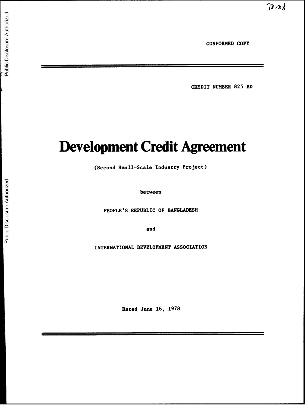 Development Credit Agreement Public Disclosure Authorized (Second Small-Scale Industry Project)