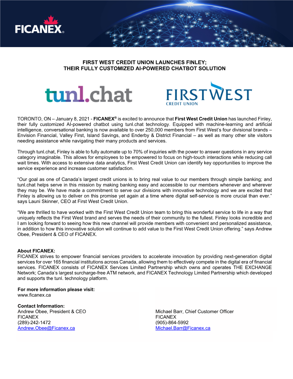 First West Credit Union Launches Finley; Their Fully Customized Ai-Powered Chatbot Solution