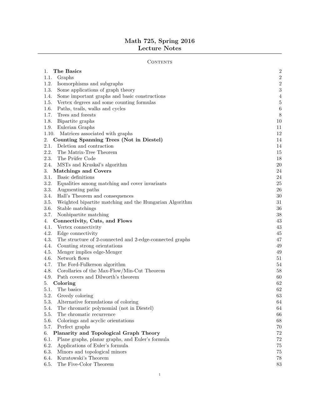 Math 725, Spring 2016 Lecture Notes