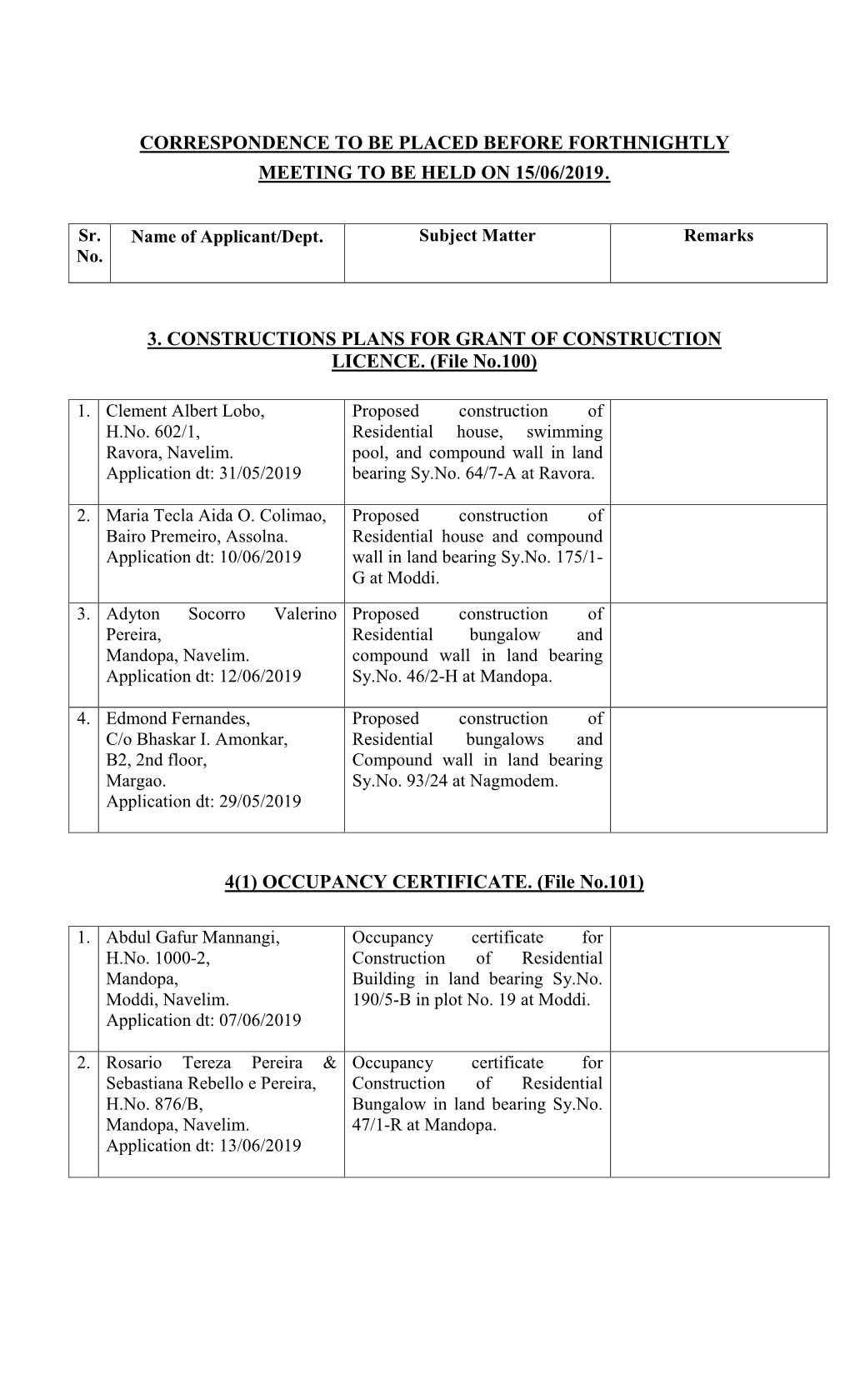 Agenda 15-06-2019