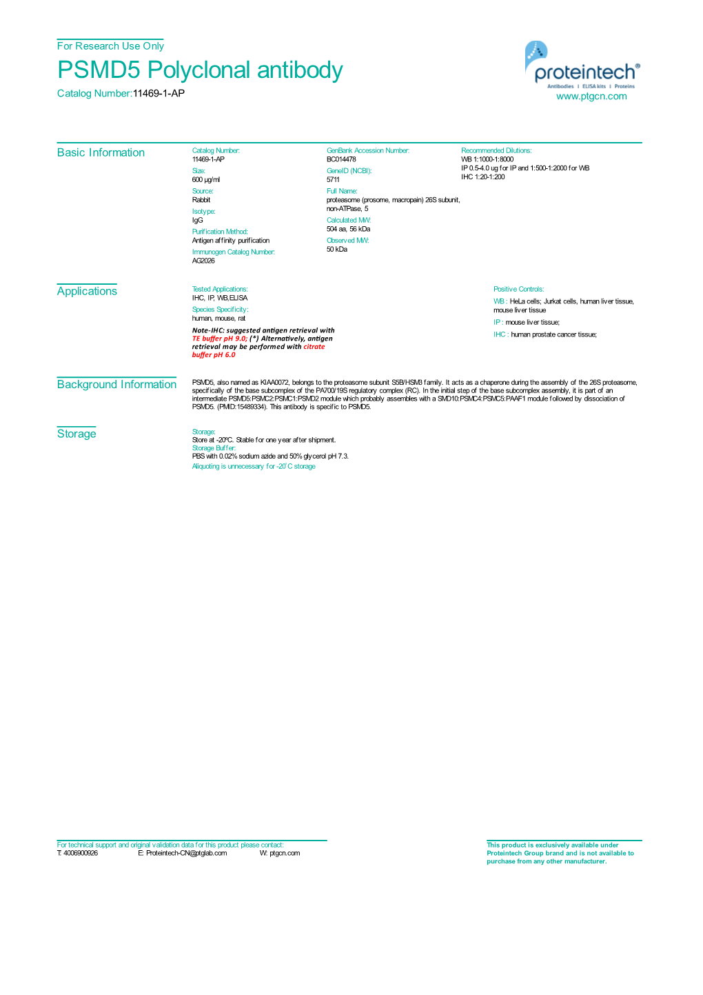 PSMD5 Polyclonal Antibody