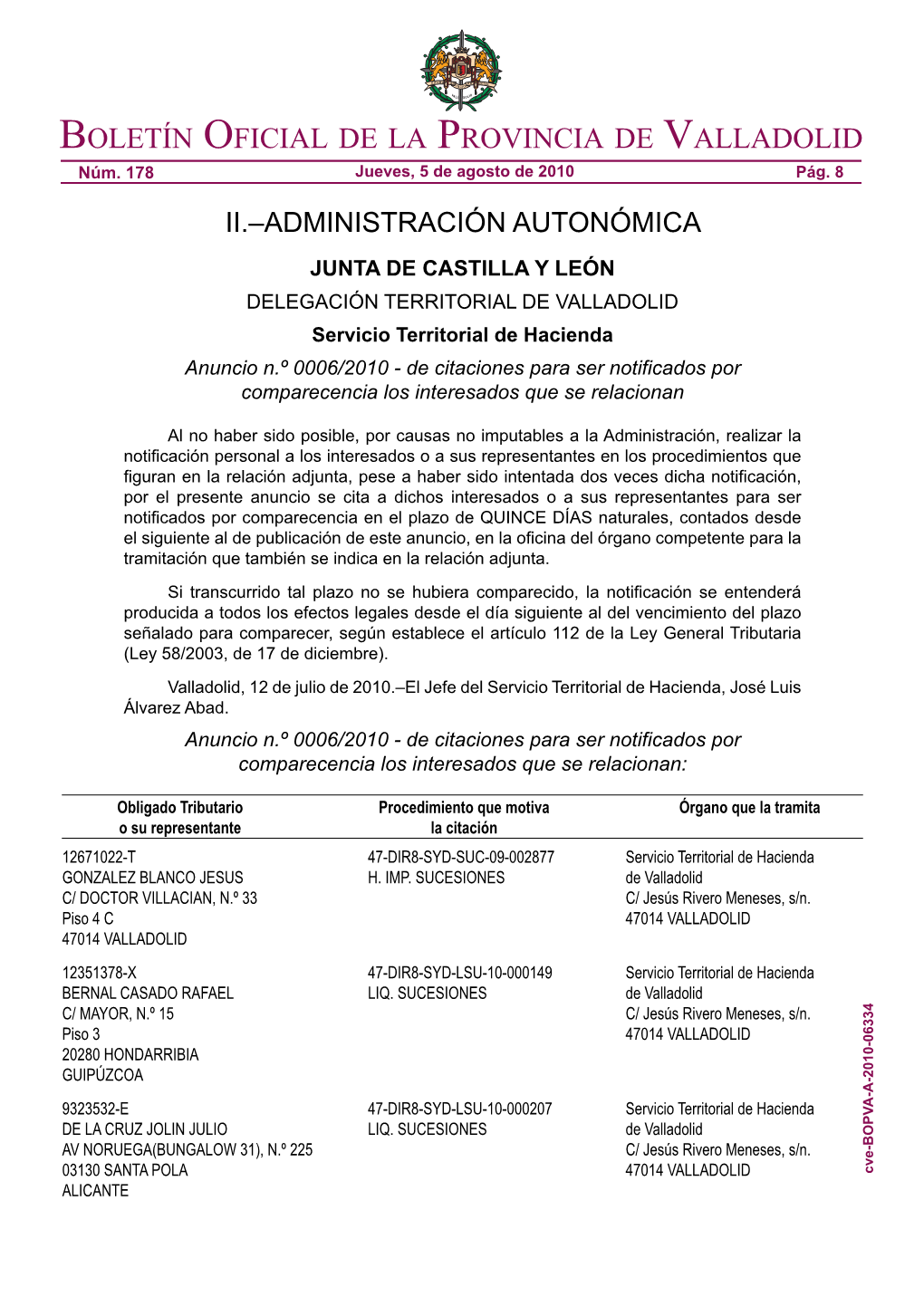 Boletín Oficial De La Provincia De