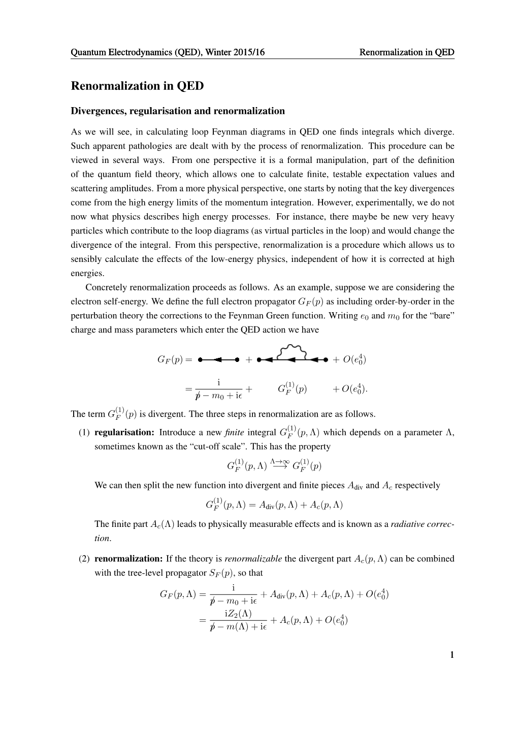 Renormalization in QED