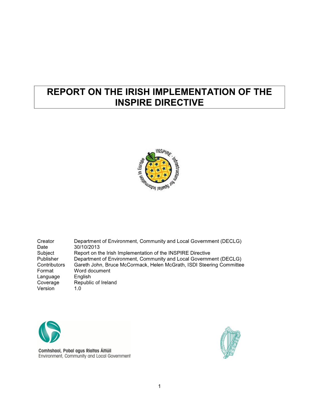 Report on the Irish Implementation of the Inspire Directive