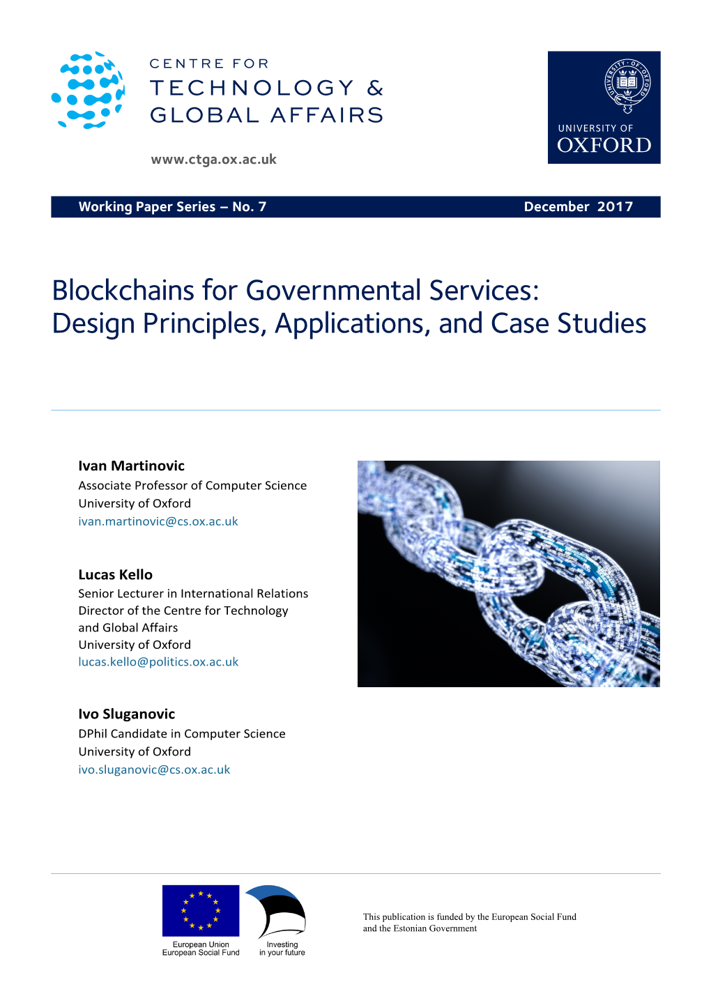 Blockchains for Governmental Services: Design Principles, Applications, and Case Studies